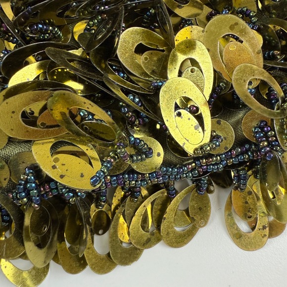 Vintage Y2K 2000s Gold Sequin beaded Shoulder Bag - Party / Club Kid Style - Picture 6 of 8